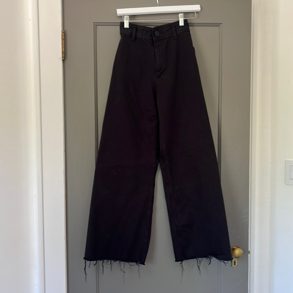 zara black marine straight jeans size 2